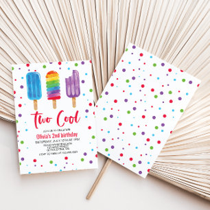 Rainbow Ice pops två Coolor 2:a födelsedagsinbjuda Inbjudningar