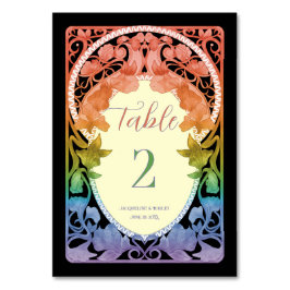 Rainbow II Watercolor Art Nouveau Bröllop Bordsnummer