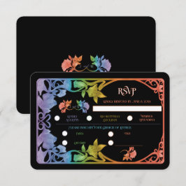 Rainbow II Watercolor Art Nouveau Bröllop RSVP OSA Kort