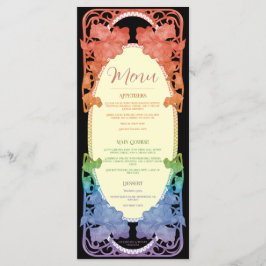 Rainbow II Watercolor Art Nouveau Bröllopsmeny Meny