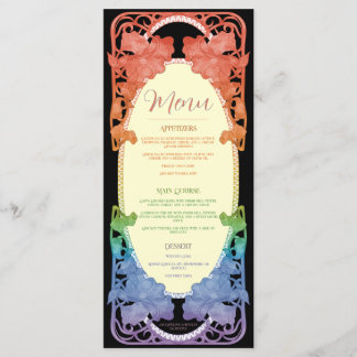 Rainbow II Watercolor Art Nouveau Bröllopsmeny Meny