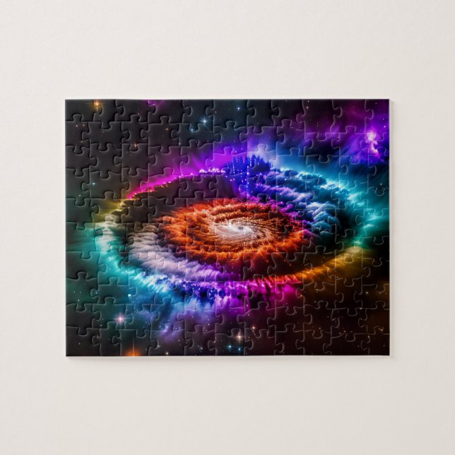 Rainbow Indigo Spiral Galaxy i Rymden Pussel (Horisontell)