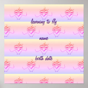 Rainbow Infant Baby Bird Learning to Fly Poster