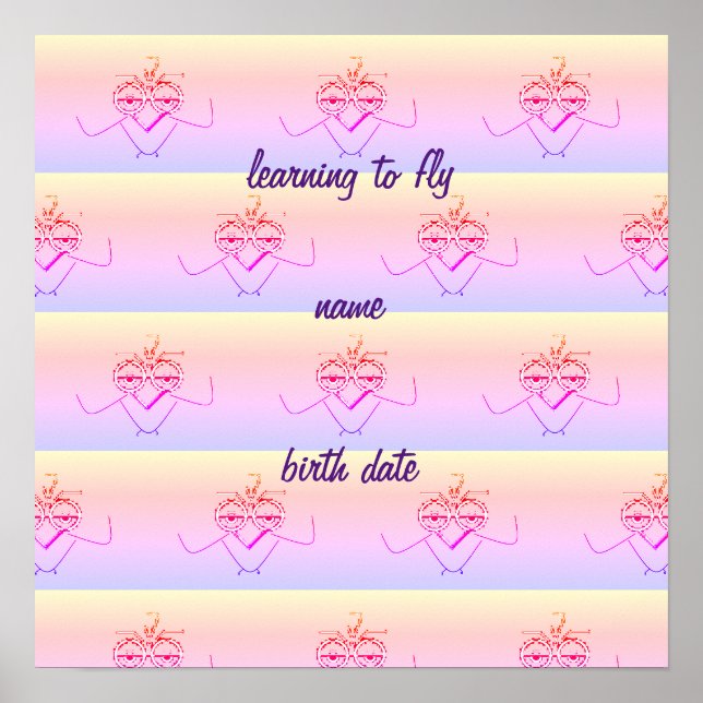 Rainbow Infant Baby Bird Learning to Fly Poster (Framsidan)