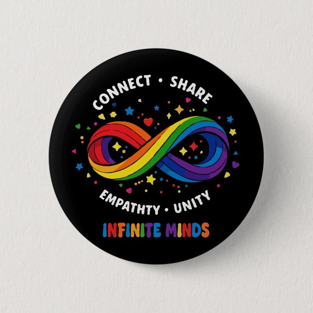 Rainbow Infinity Neurodiversitetssymbol - Oändlig  Knapp (Framsida)