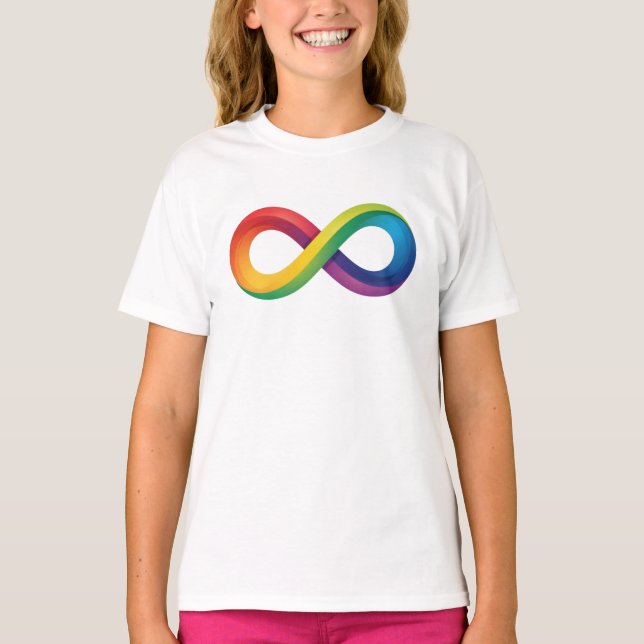Rainbow Infinity Symbol Autism ADHD Neurodiversity T Shirt (Framsida)