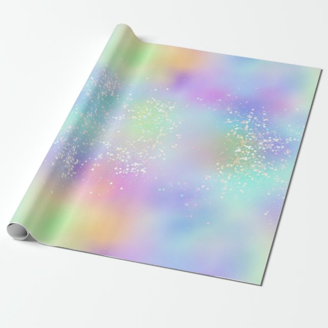 Rainbow Iridescent Foil och HoloGraph Glitter Presentpapper (Utrullad)