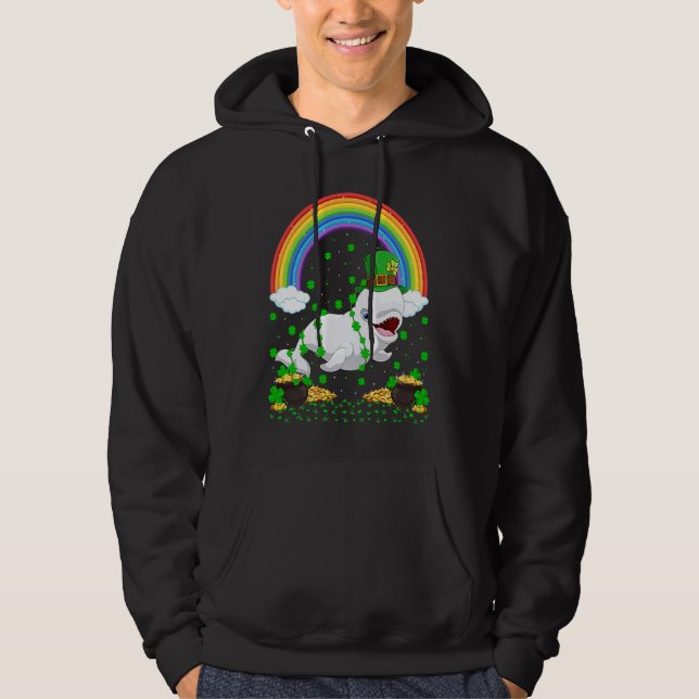 Rainbow Irish Shamrock Beluga Whale St Patrick's D Hoodie (Framsida)