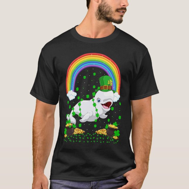 Rainbow Irish Shamrock Beluga Whale St Patrick's D T Shirt (Framsida)