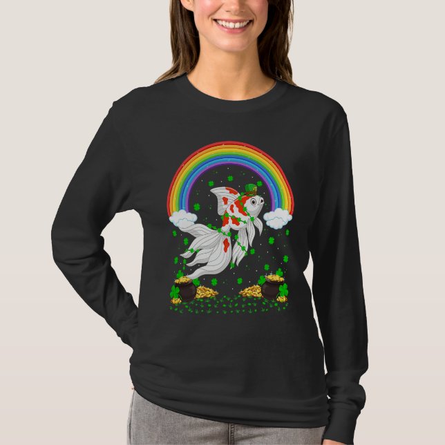 Rainbow Irish Shamrock Goldfish St Patrick's Day T Shirt (Framsida)