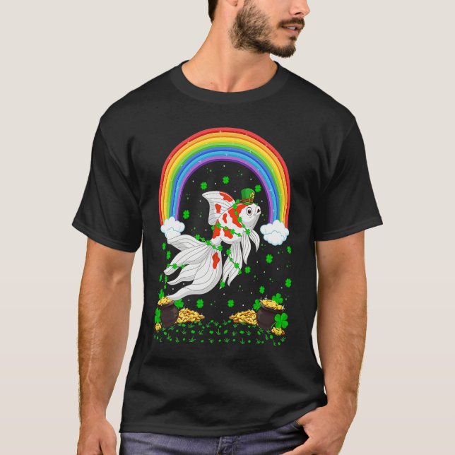 Rainbow Irish Shamrock Goldfish St Patrick's Day T Shirt (Framsida)