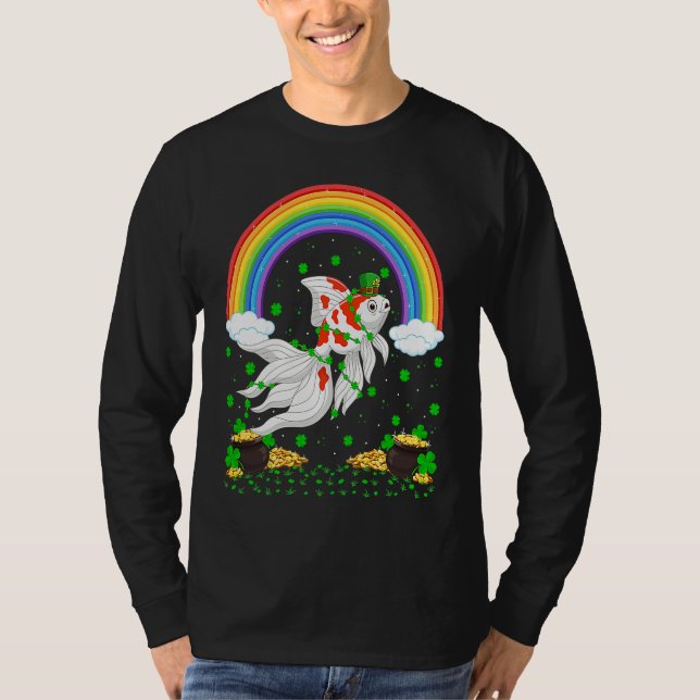 Rainbow Irish Shamrock Goldfish St Patrick's Day T Shirt (Framsida)