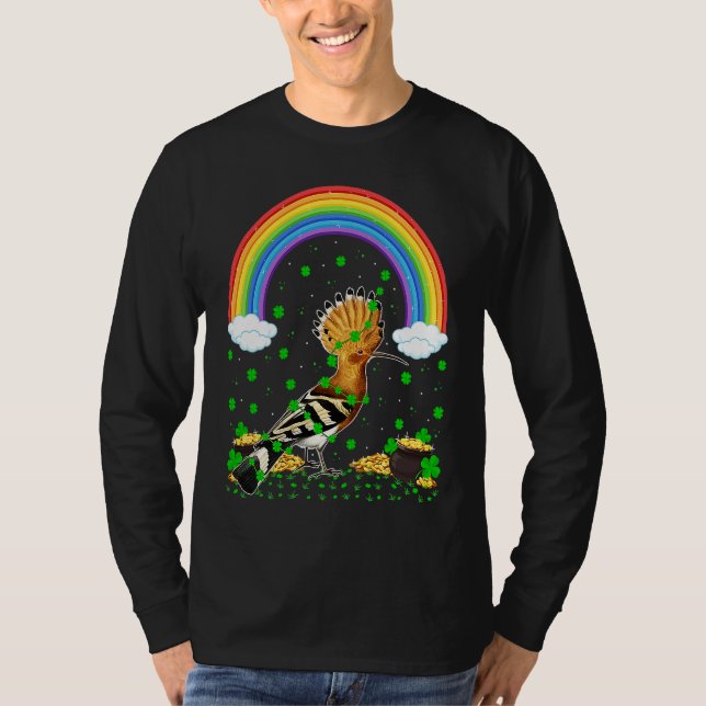 Rainbow Irish Shamrock Hoopoe Bird St Patrick's Da T Shirt (Framsida)