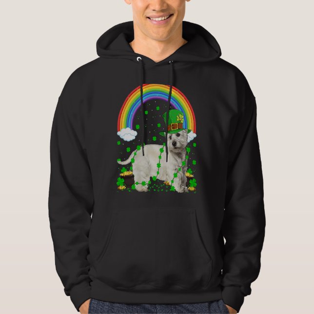 Rainbow Irish Shamrock Westie Hund St patrick's da Hoodie (Framsida)