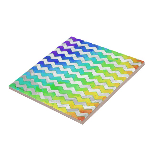 Rainbow Isig Chevron Mönster Kakelplatta (Sidan)