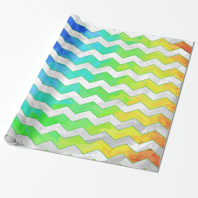 Rainbow Isig Chevron Mönster Presentpapper (Utrullad)