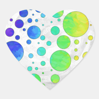 Rainbow Isig Polka Dot Mönster Hjärtformat Klistermärke