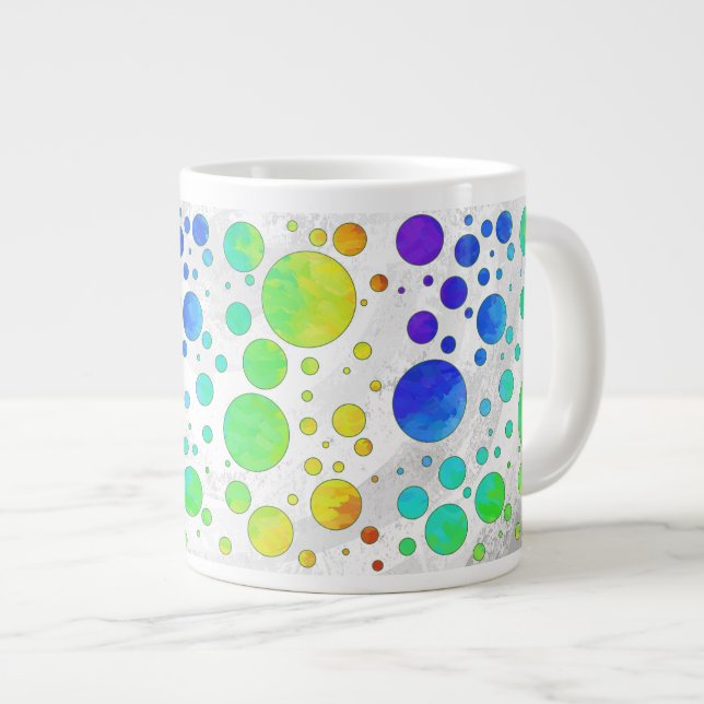 Rainbow Isig Polka Dot Mönster Jumbo Mugg (Framsida höger)