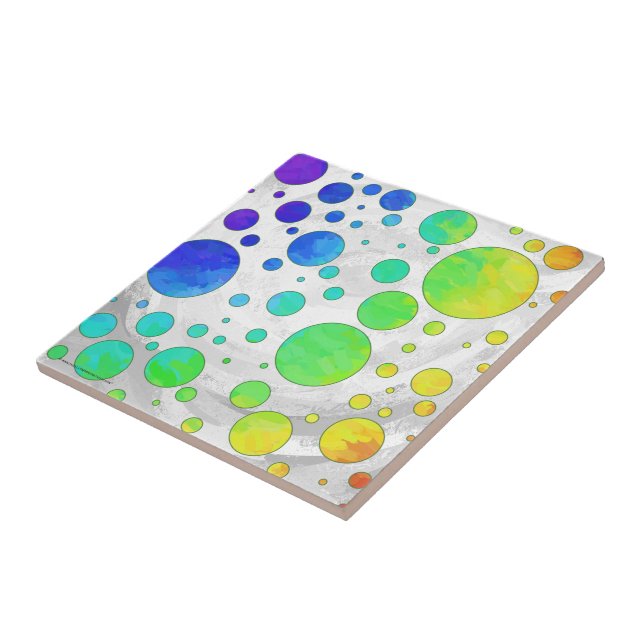 Rainbow Isig Polka Dot Mönster Kakelplatta (Sidan)