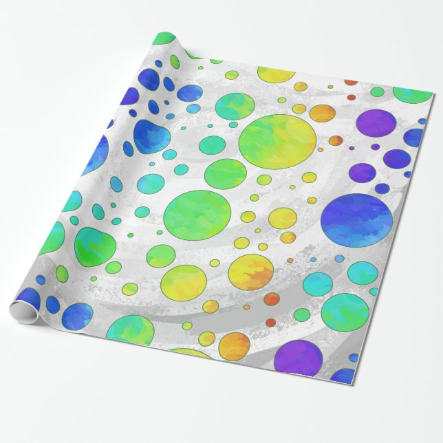 Rainbow Isig Polka Dot Mönster Presentpapper (Utrullad)