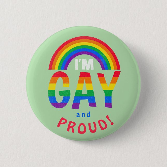 Rainbow, jag är Gay och Proud! Knappen LGBTQ Knapp (Framsida)