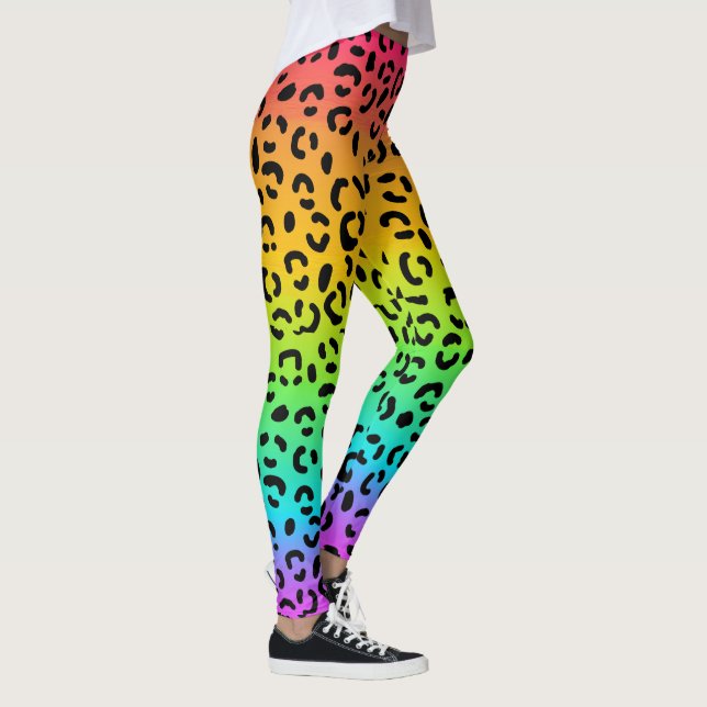 Rainbow Jaguar Spots Animal Print Leggings (Höger)