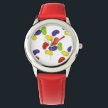 Rainbow Jelly Bean Beans Jellybönans Candy Watch Armbandsur<br><div class="desc">Titta på en originalmarkör som illustrerar en handfull färggranatburkar av regnbåge!</div>