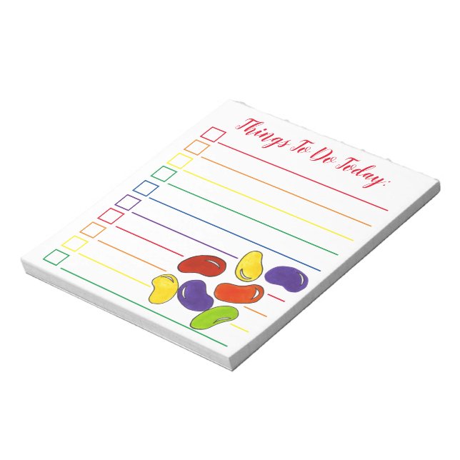 Rainbow Jelly Bean Candy Personlig to Do List Anteckningsblock (Roterad)