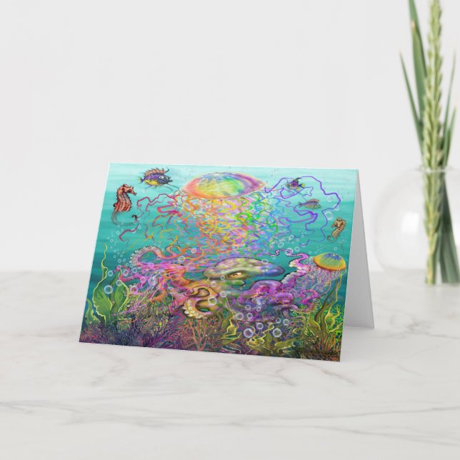 Rainbow Jellyfish Card Kort (Framsida)