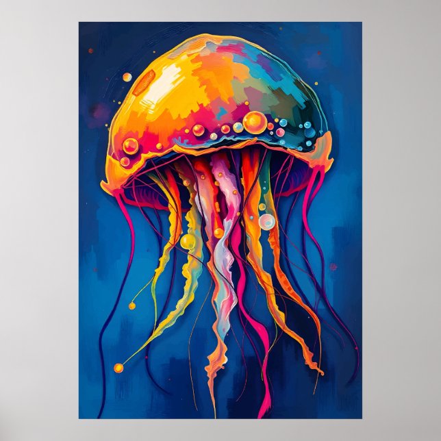Rainbow Jellyfish Dream - Psychedelic Ocean Glow Poster (Framsidan)