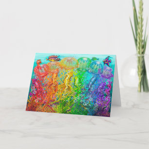 Rainbow Jellyfish Squids Card Kort