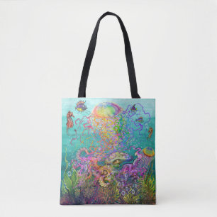 Rainbow Jellyfish Tote Bag Tygkasse