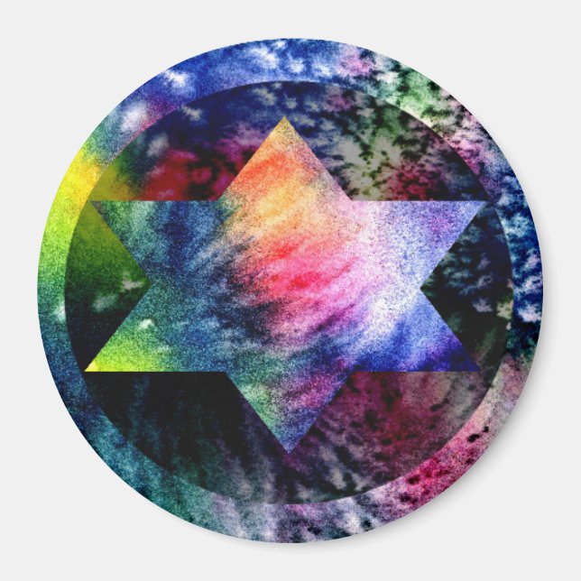 Rainbow Jewish Star Magnet (Framsidan)