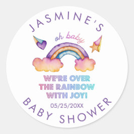 Rainbow Joy Baby Shower Favor Runt Klistermärke