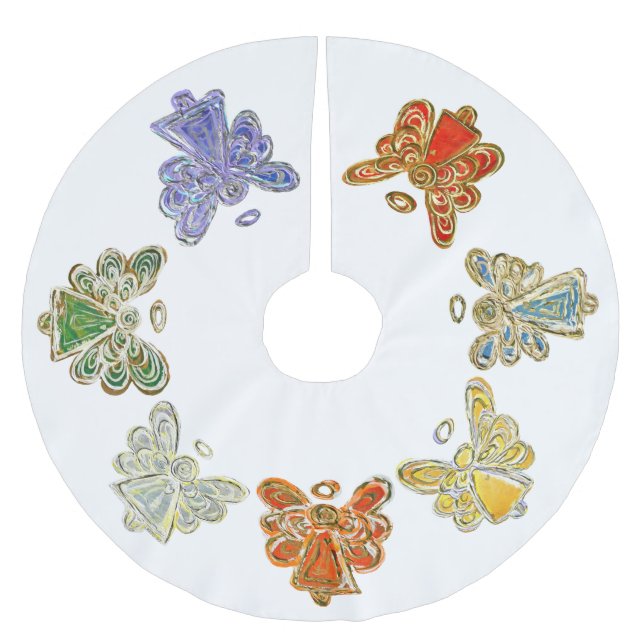 Rainbow jul Angel Träd Skirt Julgransmatta Borstad Polyester (Framsidan)