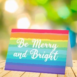 Rainbow jul Be Merry och Bright Gay pride Helgkort