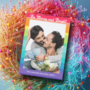 Rainbow jul BE Merry och Bright HGBTQ Photo Julkort