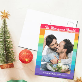 Rainbow jul BE Merry och Bright HGBTQ Photo Vykort