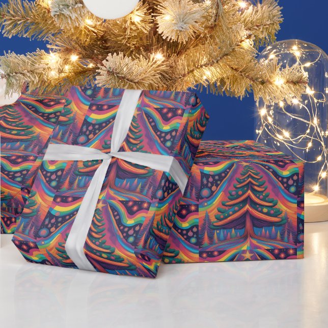Rainbow Julgran Forest och Ornaments Presentpapper (Helgdagar)