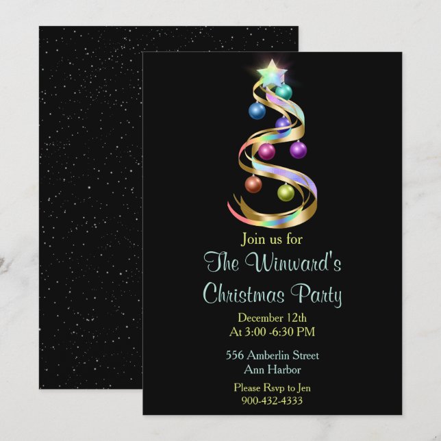 Rainbow Julgran Inbjudningar (Fram/baksida)