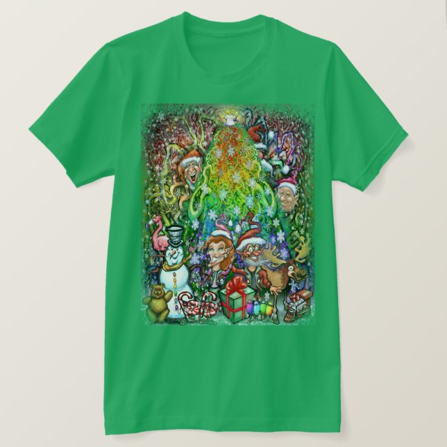 Rainbow Julgran med Trimmings T-Shirt (Design framsida)