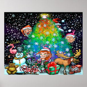 Rainbow Julgran Poster