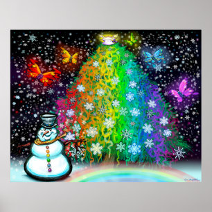 Rainbow Julgran Poster