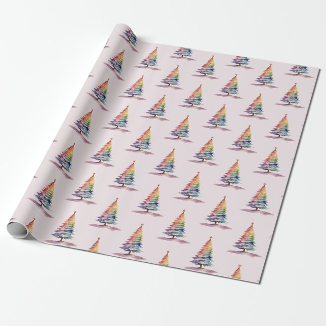 Rainbow Julgran Presentpapper (Utrullad)