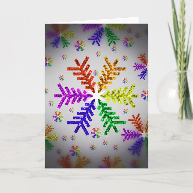 Rainbow Julgran Snowflake Helgdag Card Helgkort (Framsida)