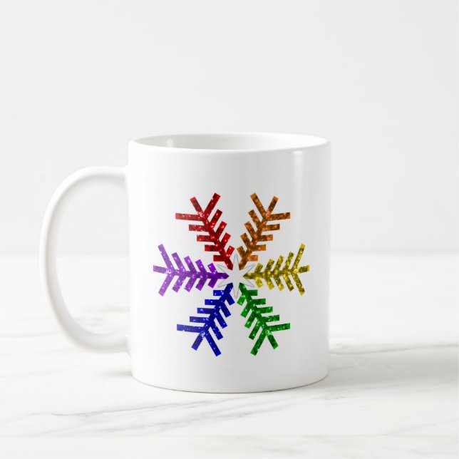 Rainbow Julgran Snowflake Mugg (Vänster)