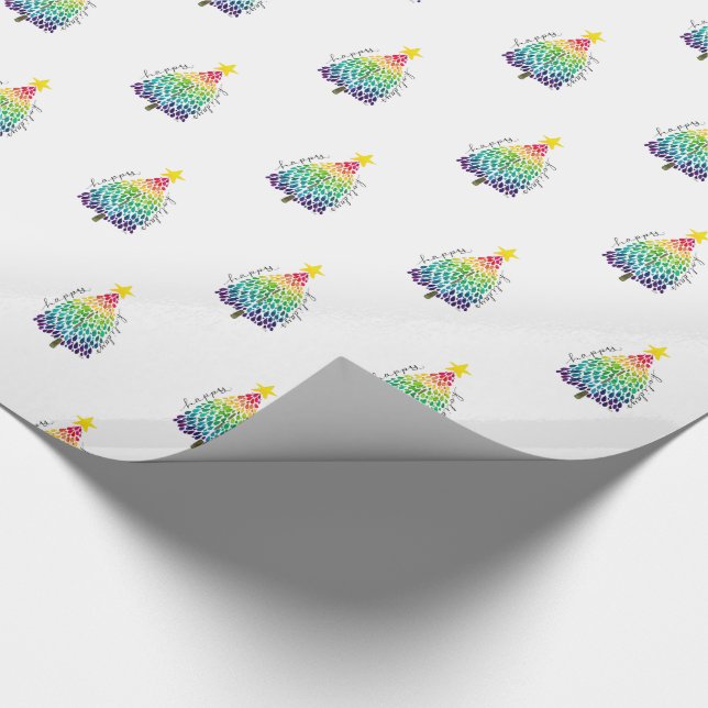 Rainbow Julgran Wrapping Papper  Presentpapper (Hörn)