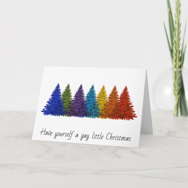 Rainbow Julgranar Gay Greeting Card Helgkort (Framsida)