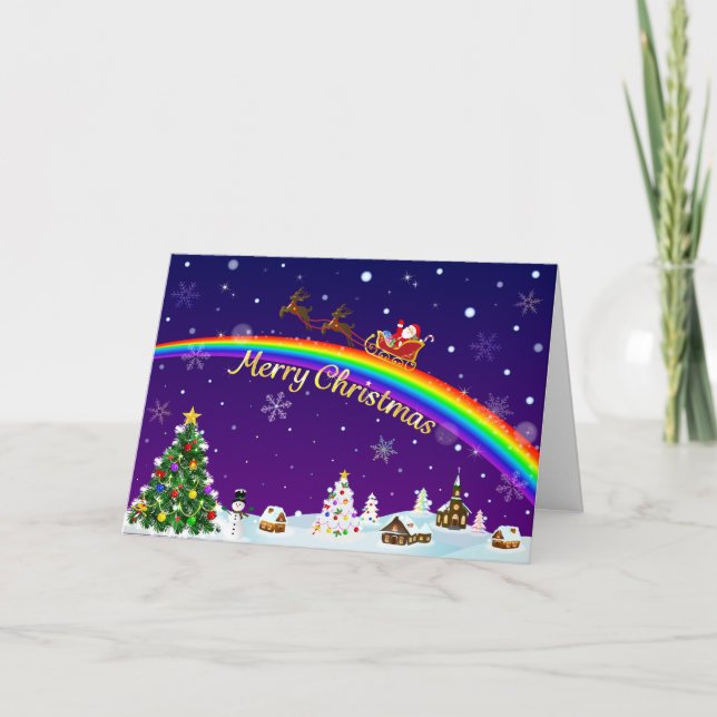 Rainbow Jultomten Kort (Framsida)