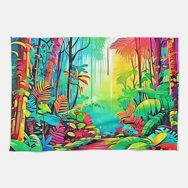 Rainbow Jungle: Vivid Dream Kökshandduk (Horisontell)